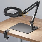 Magnifying Desk Lamp, 10X Square Magnifying Glass with Light and Stand, Dimma...