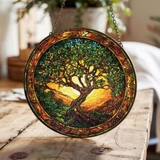 Tree of Life Stained Glass Suncatcher, Tree of Life Window Hanging Decorations