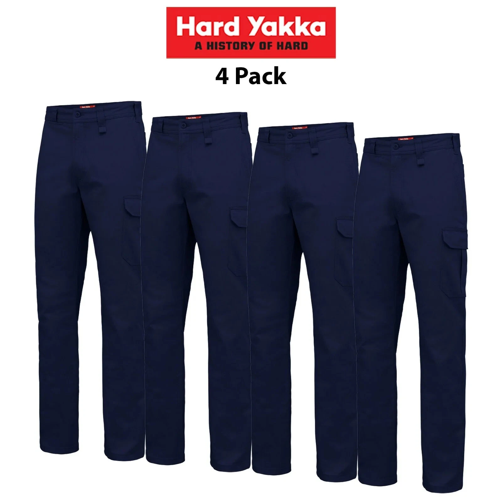 Mens Hard Yakka Core Basic Cargo Pants 4 PACK Stretch Cotton Drill Work Y02597