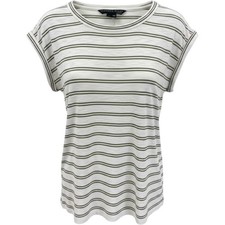 Veronica Beard Jeans 100 Pima Cotton Olive Stripe Tee M Quiet Luxury