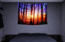 Sunset Forest Nature Large Tapestry Wall Hanging Fabric Art Poster Room Decor