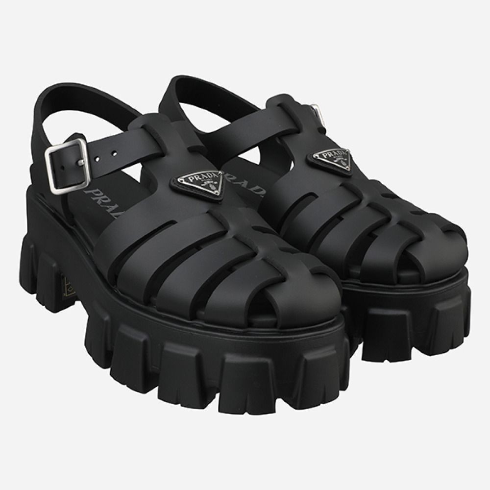 Prada 5F Women's Logo Foam Rubber Sandals Black 1X853M 3LKK F0002 149582913