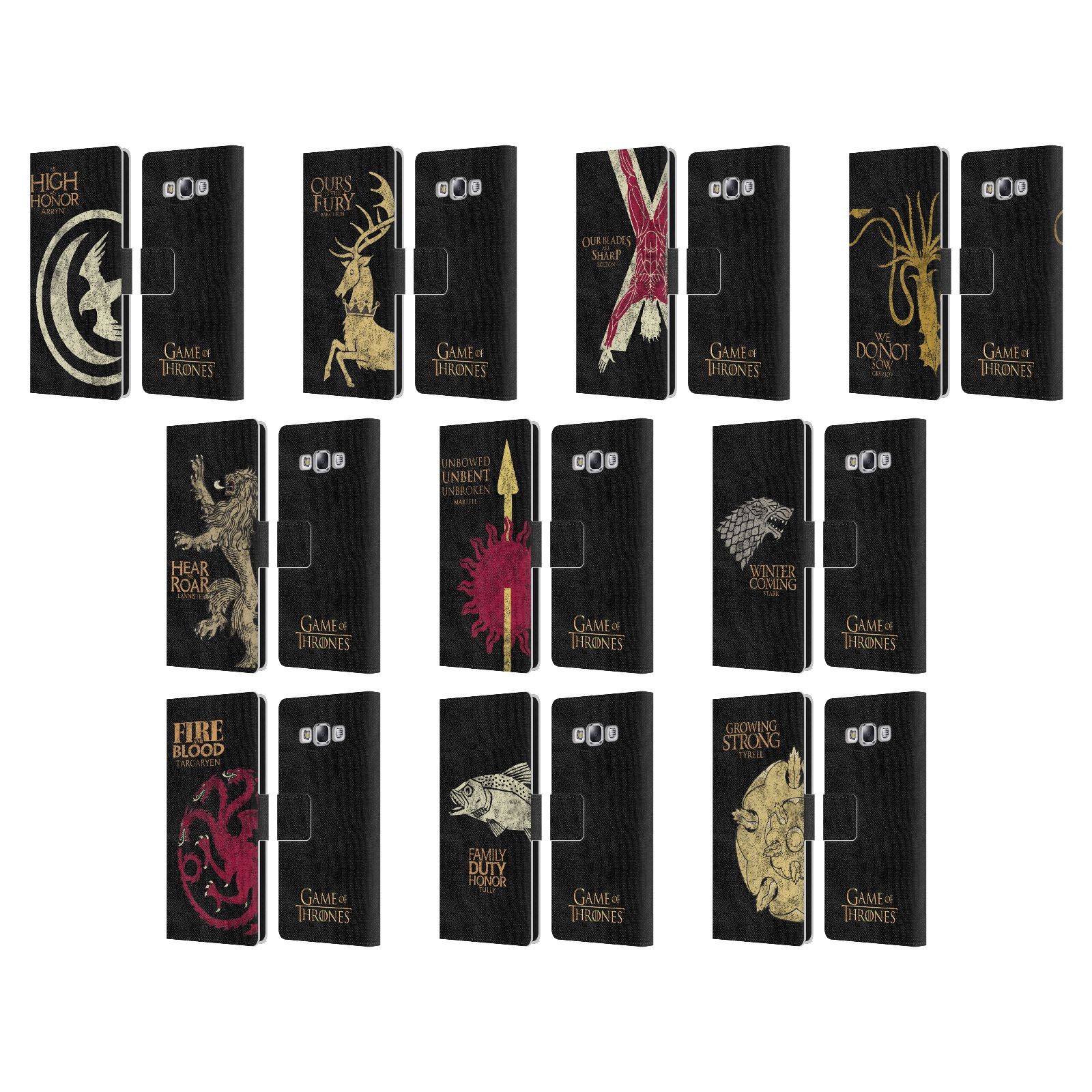OFFICIAL HBO GAME OF THRONES HOUSE MOTTOS LEATHER BOOK CASE FOR SAMSUNG PHONES 3-image