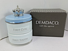 First Tooth  First Curl Baby Boy Stackable Ceramic Keepsake 3 Piece Set Demdaco