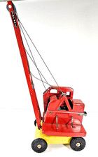 Tri-ang Jones Model KL44 4 Tonne Mobile Crane Tin Plate Red 1960s Unbox Vintage
