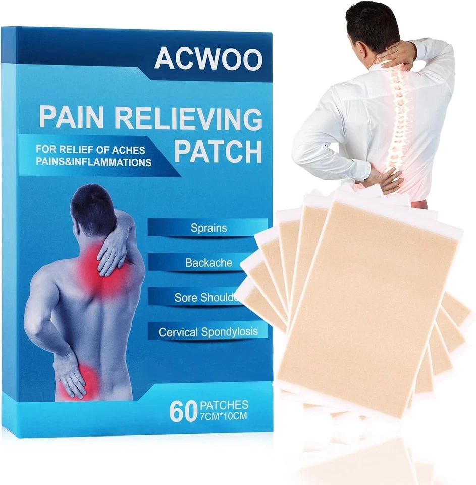 BRANDED Pain Relief Patches 60PCS, Arthritis Herbal Heat Patches for Back Knee Neck Sho