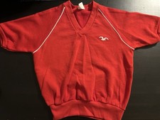 Vintage 80s Wrangler Bird Seagull V-Neck Sweatshirt Red USA Made Womens M