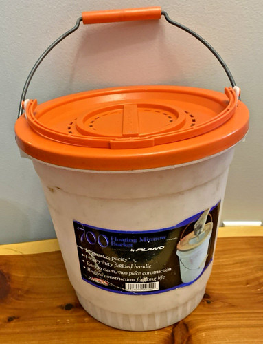 PLANO 700 Minnow bait bucket 10 Quart, 3 Piece floating, orange top