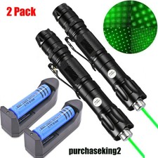 2 Pack 9900Miles Green Laser Pointer Pen Visible Beam Lazer Battery Charger