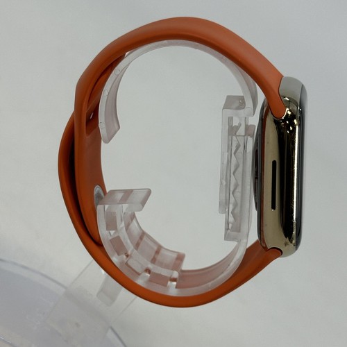 Apple Watch (Seria 7) 41mm złoty stal nierdzewna z pomarańczowym Hermes Sport (LTE) - dobry - Zdjęcie 5 z 7
