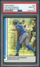 2009 Topps Finest Calvin Johnson Gold Refractor /75 #50 PSA 10 Pop 3