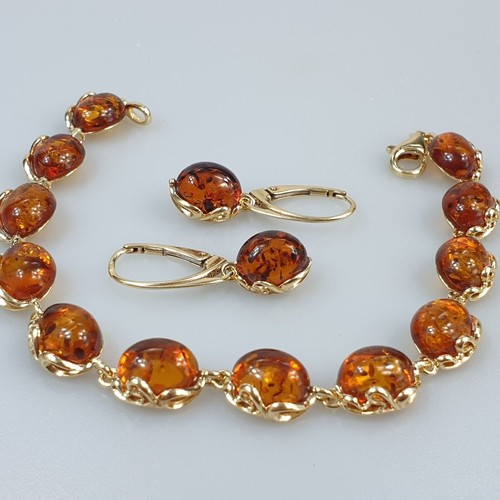 conjunto joyería pulsera y pendientes conjunto oro conjunto joyería ámbar... - Imagen 1 de 8