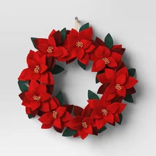 Christmas Fabric Poinsettia Wreath Decor free shipping......
