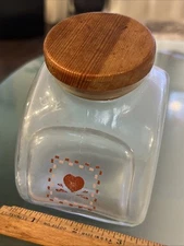 Vintage Korean Tilted Candy Jar With Wooden Lid Antique Style