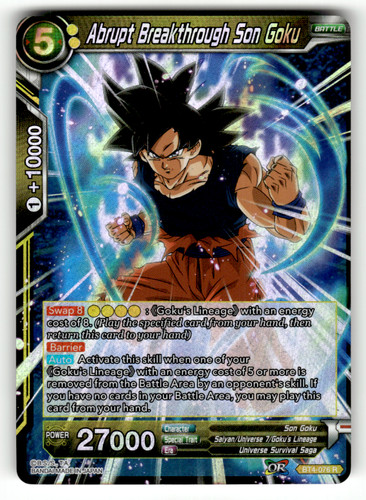 Dragon Ball Super Colossal Warfare Abrupt Breakthrough Son Goku BT4-076 Rare