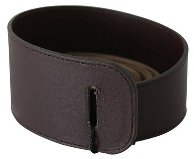 GF Ferre Brown Genuine Leather Logo Wide Waist Women's Belt