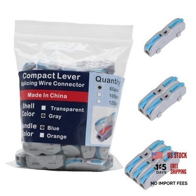 Compact Lever Splicing Wire Connectors Pcs Lever 60 Gray shell and blue handle
