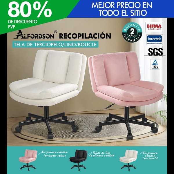 ALFORDSON Silla de Oficina Ordenador Asiento Ancho Giratoria Silla de Tocador