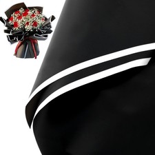 20 Sheets Black, White Flower Wrapping Paper, Waterproof Florist Bouquet