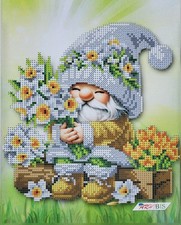 Gnome Bead Embroidery Kit DIY Needlepoint Beadwork b260