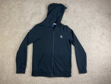 Adidas Hoodie Jacket Womens Medium Leopard Trefoil Full Zip Black