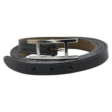 Hermes API3 Long Bracelet Choker Black Silver Leather Women's HERMES GZl18eiy