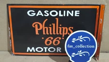 Phillips 66 Gasoline Motor Oil Porcelain Enamel Sign  18 x 10 Inches 2 Sided