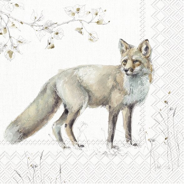 4 x Single Lunch Napkin/3-Ply/33cm/Decoupage/Woodland Animal/Fox