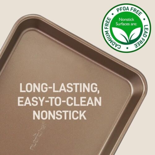NutriChef Antihaft 2 Stück Backen Metall Keks Blech Set, Rose Gold NC2TRBK1 - Bild 7 von 8