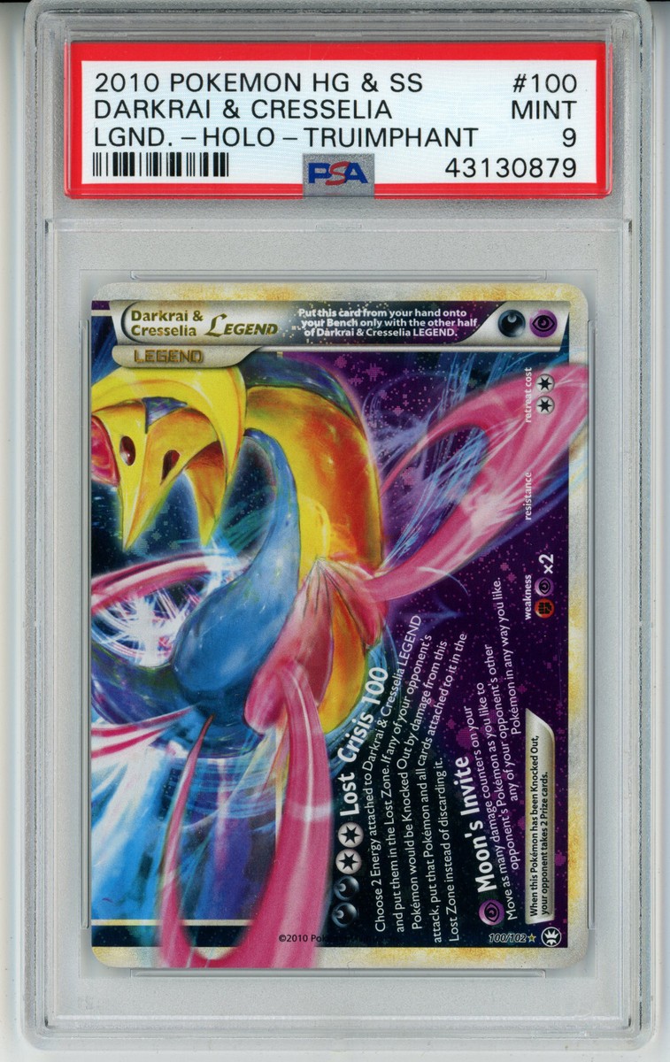 POKEMON TRIUMPHANT DARKRAI & CRESSELIA #100 LEGEND BOTTOM PSA 9