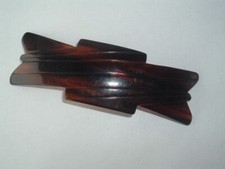VINTAGE FRANCE ART DECO FAUX TORTOISE SHELL LUCITE HAIR BARRETTE HAIR ACCESSORY