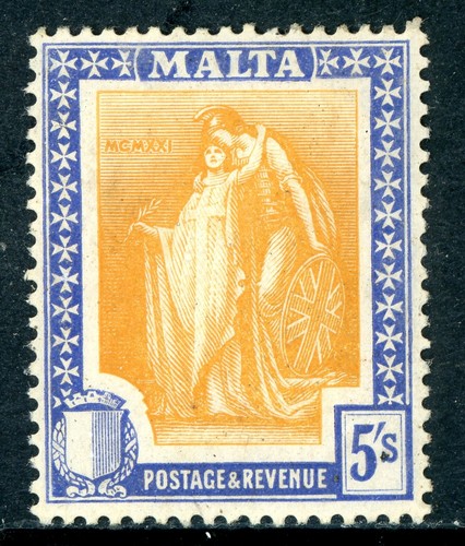 Malta 1922 British QV 5 Shilling Ultra & Orange Scott #112 Mint U455 ⭐⭐⭐⭐⭐⭐