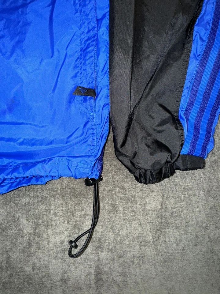 Adidas Para Hombres Grande Azul Real 3 Rayas Cremallera Completa Bolsillo Cintura Cintada Ventilada Foto 3 de 4