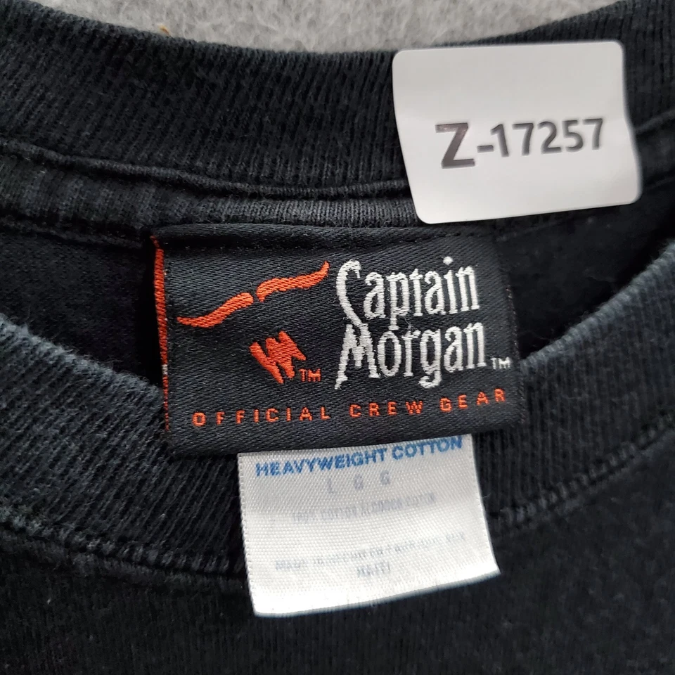 Camisa DE COLECCIÓN Captain Morgan Hombres Grande Negra Logo Ron Gráfico Estampado Cuello Redondo Foto 2 de 4