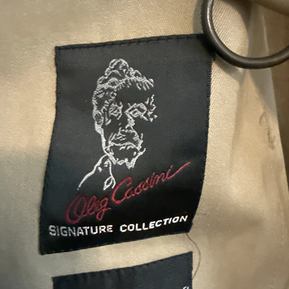 Gabardina de colección años 70 80 Oleg Cassini para hombre talla 42R lista para el clima forro con cremallera Foto 3 de 4
