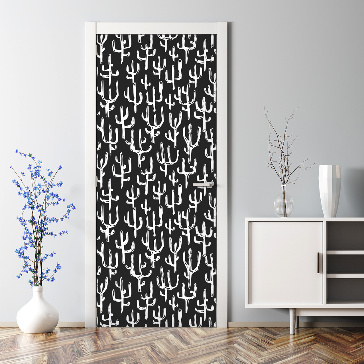 Simple drawing cactus pattern cactus decal Peel and Stick Door Wrap cactus decor