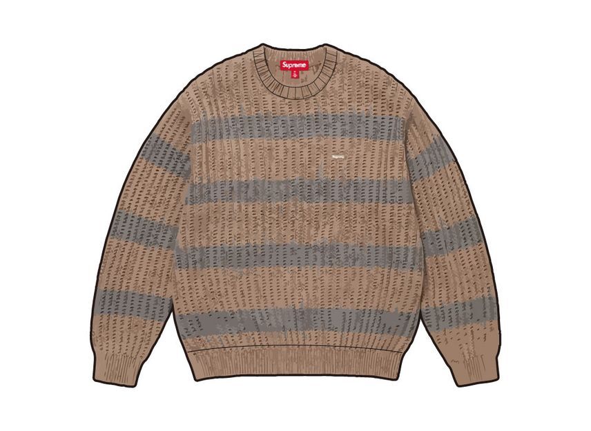 トップス Supreme Loose Gauge Stripe Sweater M Supreme Loose Gauge Stripe Small Box Sweater Khaki | eBay