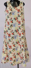 Easy Essentials Women's A-line Midi Sleeveless Floral Dress White Medium