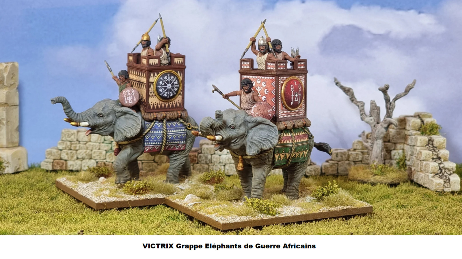 Figurines éléphant de guerre africain Victrix 28mm plastique légères à assembler