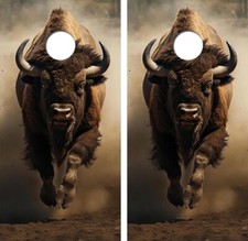 Charging Buffalo Cornhole Board Wrap LAMINATED Decals Vinyl Sticker 4916