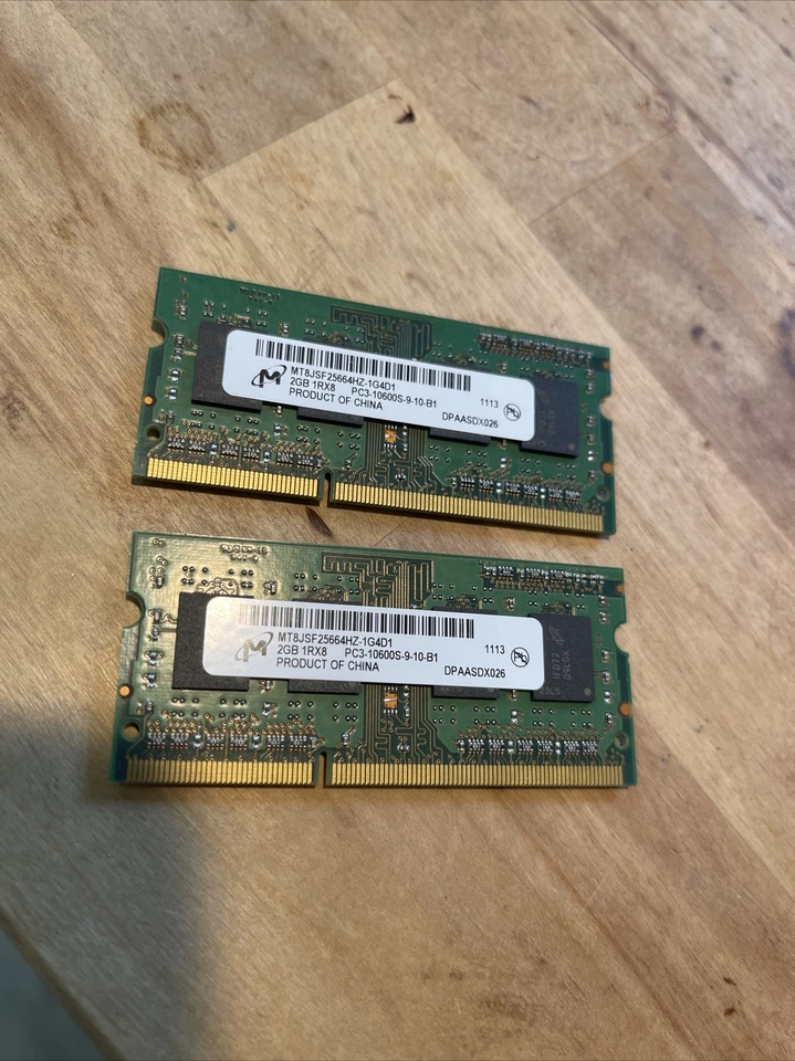 Micron 2GB DDR3 1333 PC3-10600 1Rx8 Laptop PC3-10600S-9-10-B1 X2 Units 4gb Total - Image 2 of 4