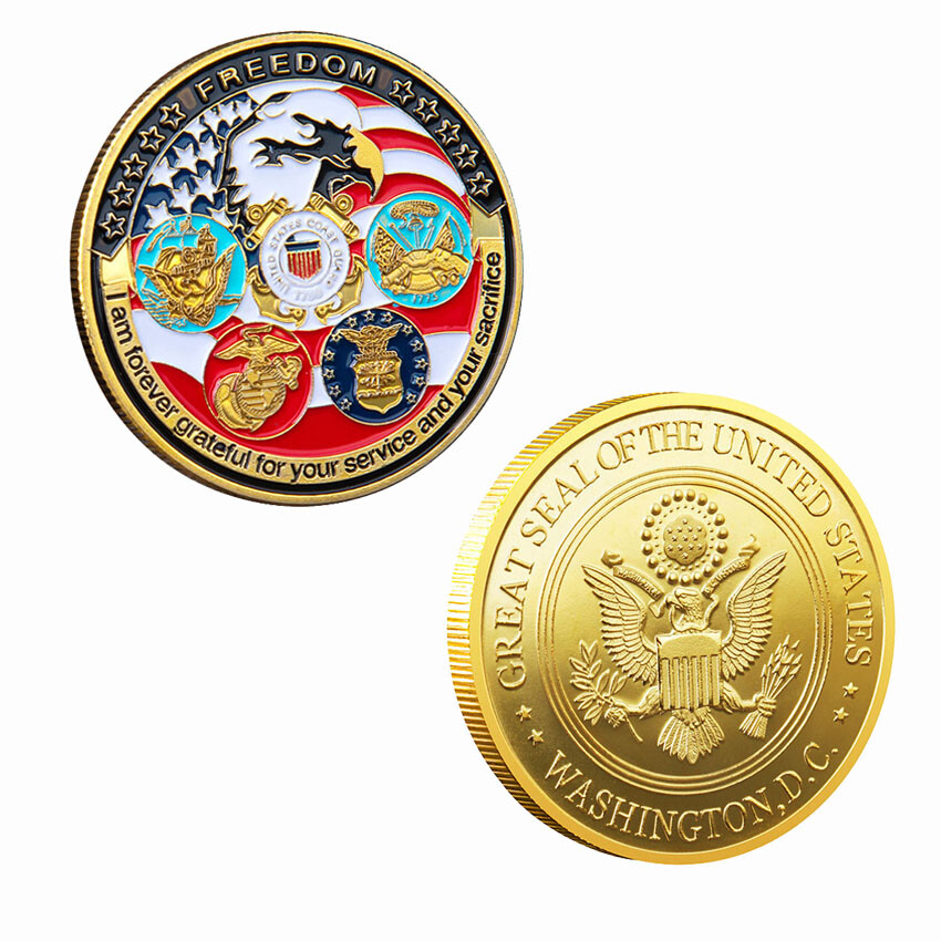 USA Military Challenge Coin Freedom Eagle - USAF Navy USMC Army Collectible