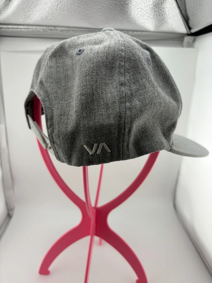 RVCA Gray Flat Bill Snap Back Hat Baseball Cap Wool Blend Hat Mid Fit - Image 3 of 4