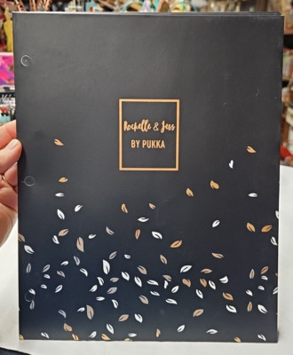 3 Pukka Pad Rochelle & Jess 3-Hole Punched 2-Pocket Portfolio Folder Black& Gold