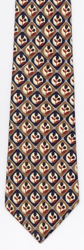 The Men's Shop at Bonwit Teller Neck Tie Brown Blue Red Floral 100% Silk WPL2555 - Picture 2 of 3