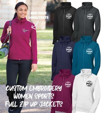 Ink Stitch Design Your Own Women Custom Logo Texts Stitching Sports Zip Jackets