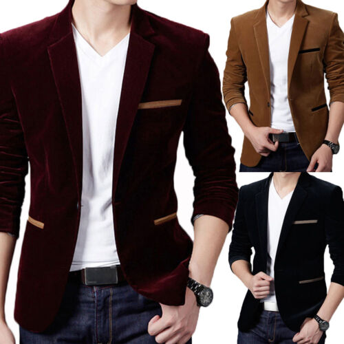 One Button Blazer Tuxedo Suit Men Casual Stylish Suit Slim Fit Coat Jacket Tops - Picture 1 of 15