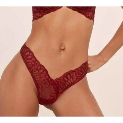 For Love And Lemons After Dark Thong Panty Wine Red XL NEW
