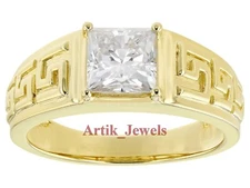 Moissanite With 14K Gold Plated Silver Ring For Men's #503