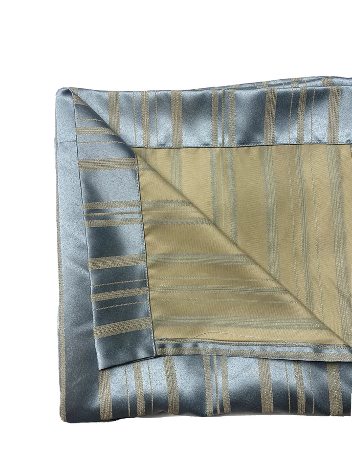 Tratamientos de ventanas hechos a medida botines cortinas cenefas cortinas a rayas azul satinado Foto 4 de 4